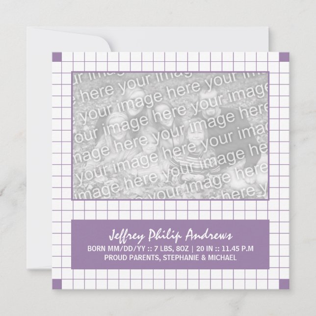 Purple Grid Photo Announcement (Front)