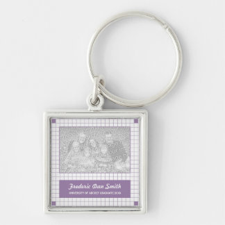 Purple Grid Photo Keychain