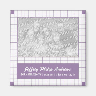 Purple Grid Photo Magnet