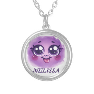 Purple grimace silver plated necklace