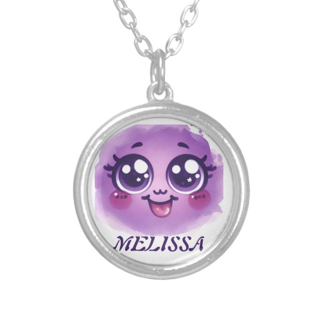 Purple grimace silver plated necklace (Front)