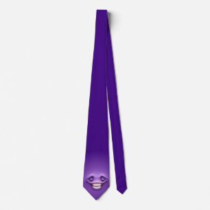 Purple grin emoji neck tie