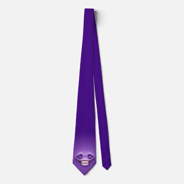 Purple grin emoji neck tie (Front)