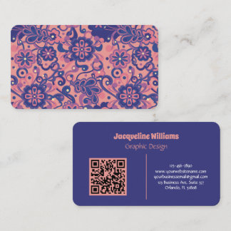 Purple Groovy Psychedelic 60s 70s Floral Business Card