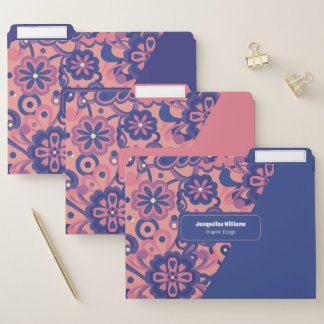 Purple Groovy Psychedelic 60s 70s Floral II File Folder