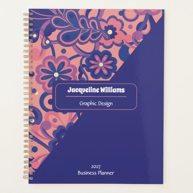 Purple Groovy Psychedelic 60s 70s Floral  Planner (Front)
