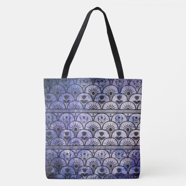 Purple Grunge Bohemian Style, Patterned Tote Bag (Front)