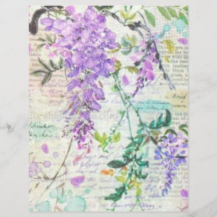 Purple Grunge Botanical Collage Scrapbook Paper