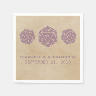 Purple Grunge D20 Dice Gamer Paper Napkins