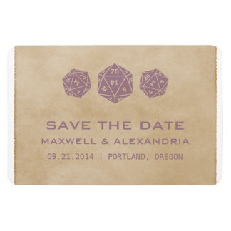 Purple Grunge D20 Dice Gamer Save the Date Magnet