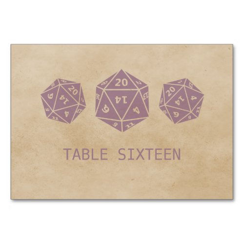 Purple Grunge D20 Dice Gamer Table Card