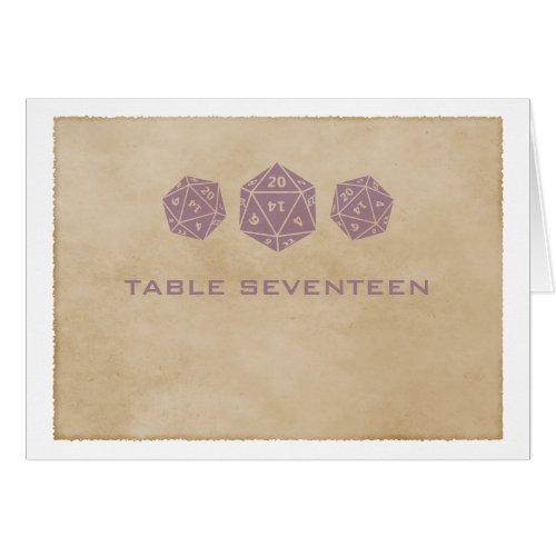 Purple Grunge D20 Dice Gamer Table Number Card
