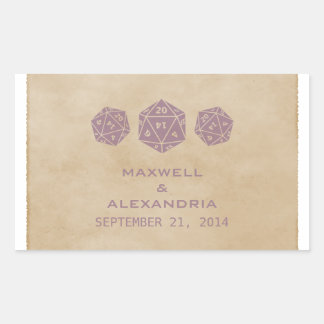 Purple Grunge D20 Dice Gamer Wedding Stickers