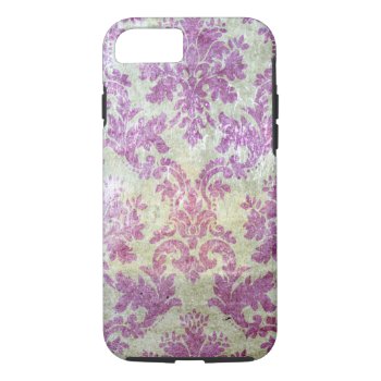 Purple Grunge Damask Iphone 8/7 Case by designdivastuff at Zazzle