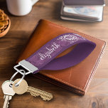 Purple Grunge Damask Pattern with Custom Text Wrist Keychain<br><div class="desc">A vintage pattern with a chalkboard and lace design. Look closely to the flowers and leaves.A trendy design with jewel tone colors and elegance. Items are easier to customize when you replace all text first. If your art still needs to be adjusted, click on the Customize This button. This will...</div>