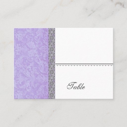 Customizable Purple Grunge Damask Place Card - Wedding Party Business Card Templates
