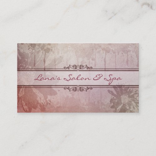 Purple Grunge Flower Business Card Spa Salon