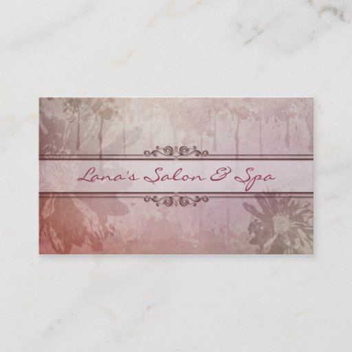 Customizable Purple Grunge Flower Business Card Spa Salon