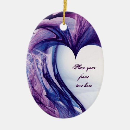 Purple Grunge Heart Ceramic Ornament