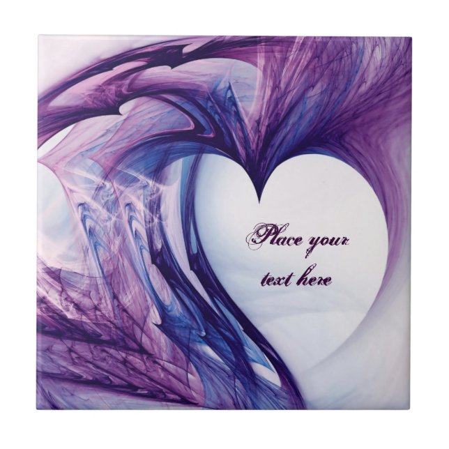Purple Grunge Heart Ceramic Tile (Front)