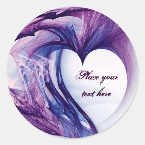 Purple Grunge Heart Classic Round Sticker