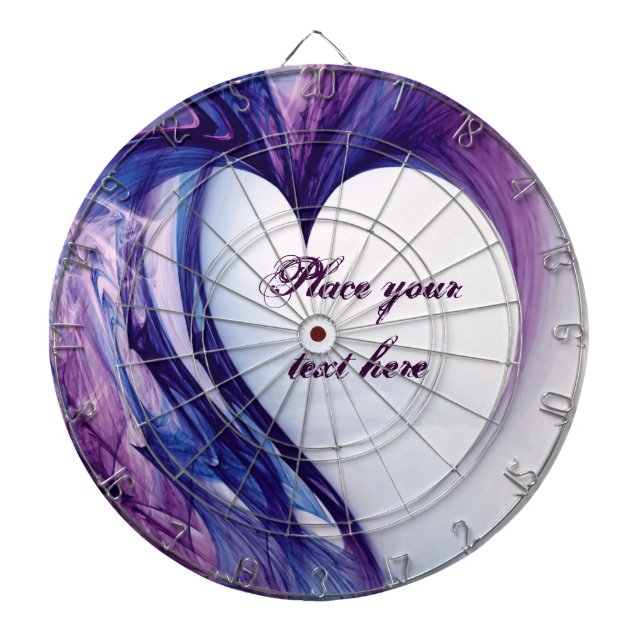 Purple Grunge Heart Dartboard With Darts (Front)