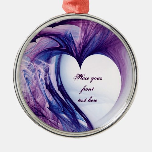 Purple Grunge Heart Metal Ornament