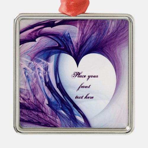 Purple Grunge Heart Metal Ornament