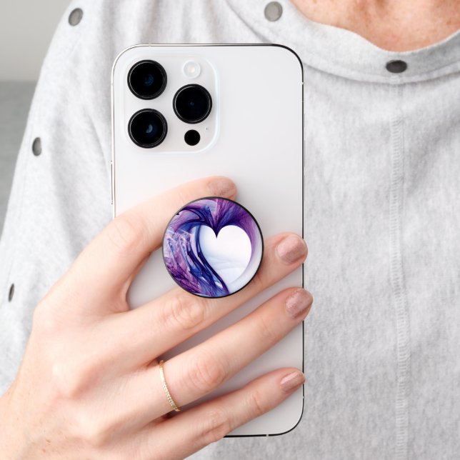 Purple Grunge Heart PopSocket (Hand)