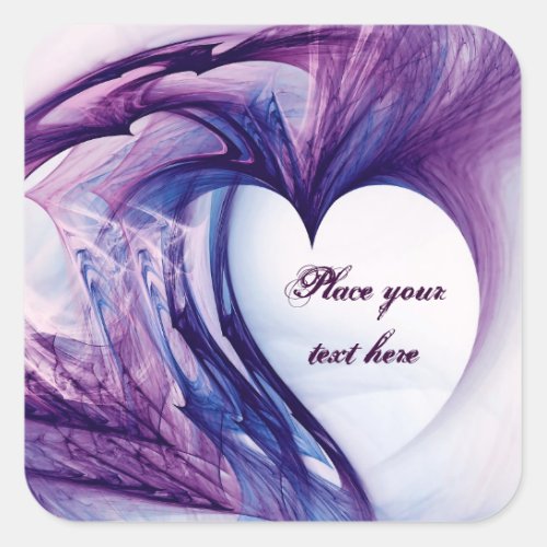 Purple Grunge Heart Square Sticker