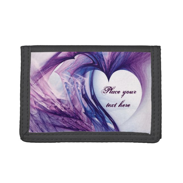 Purple Grunge Heart Trifold Wallet (Front)