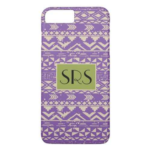 Purple Grunge Pattern Monogram iPhone 8 Plus7 Plus Case