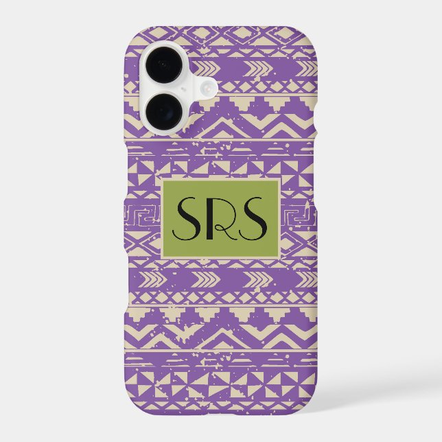 Purple Grunge Pattern Monogram Iphone Case (Back)