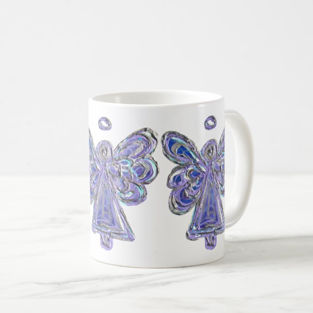 Purple Guardian Angel Art Custom Coffee Mug Cup (Front Right)