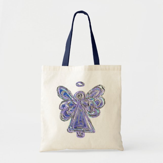Purple Guardian Angel Art Custom Tote Bag (Front)