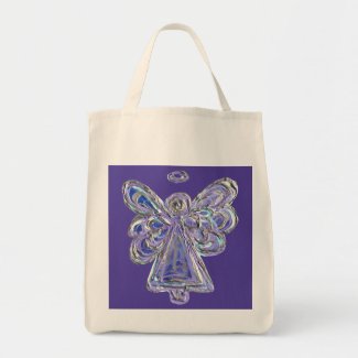 Purple Guardian Angel Art Custom Tote Bags