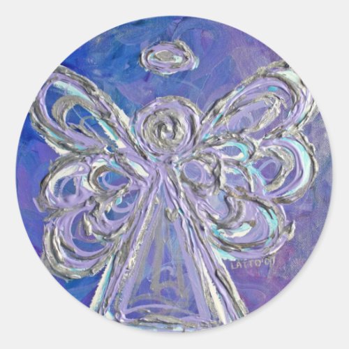 Purple Guardian Angel Art Decal Stickers