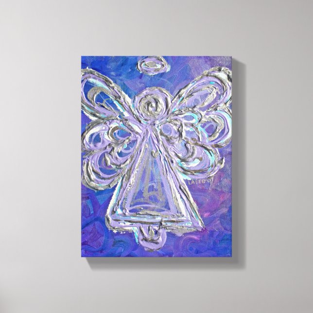Purple Guardian Angel Art Wrapped Canvas Painting (Front)