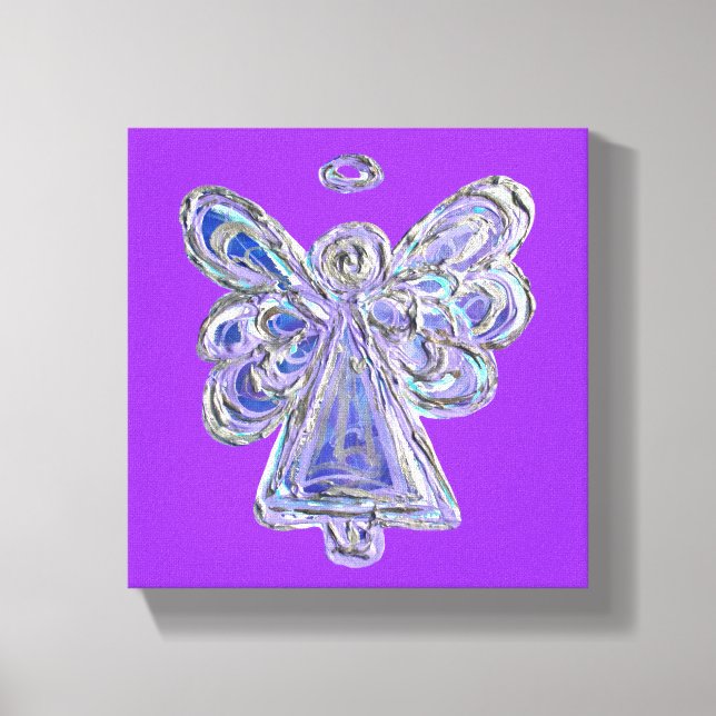 Purple Guardian Angel Art Wrapped Canvas Painting Print (Front)