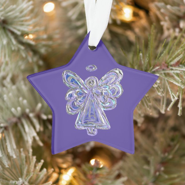 Purple Guardian Angel Christmas Pendant Ornament (Tree)