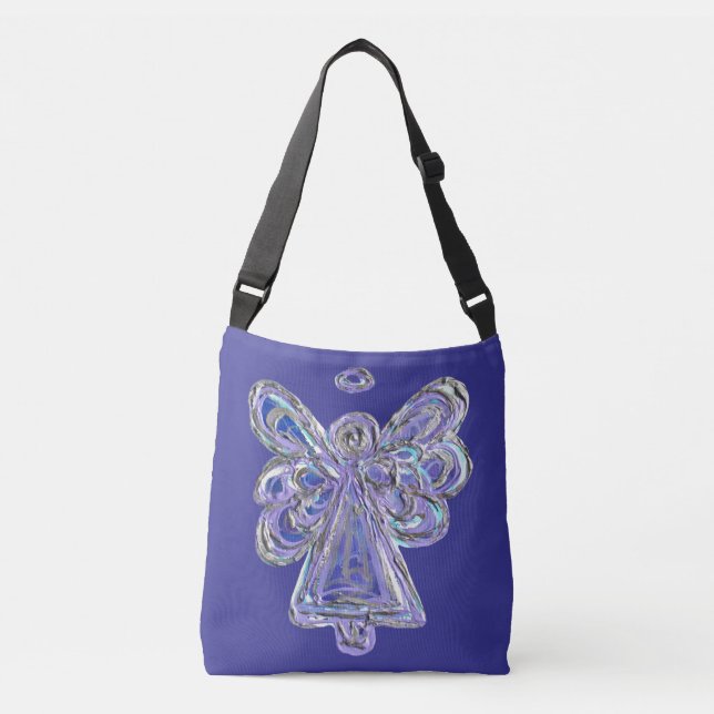 Purple Guardian Angel Purse Art Cross Body Bag (Front)