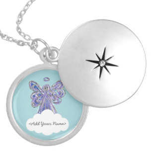 Purple Guardian Angel Series Cloud Custom Locket