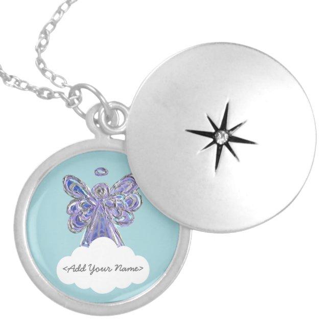 Purple Guardian Angel Series Cloud Custom Locket (Front)