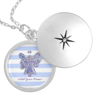 Purple Guardian Angel Series Sterling Lockets
