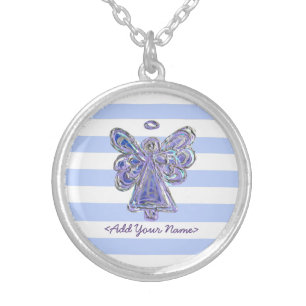 Purple Guardian Angel Series Sterling Necklaces