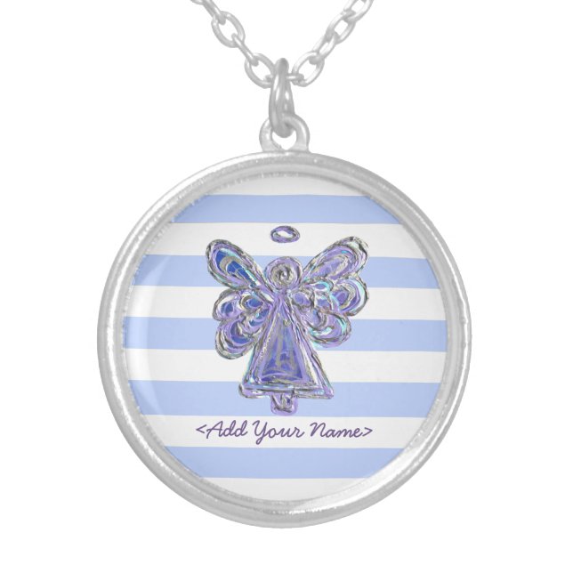 Purple Guardian Angel Series Sterling Necklaces (Front)