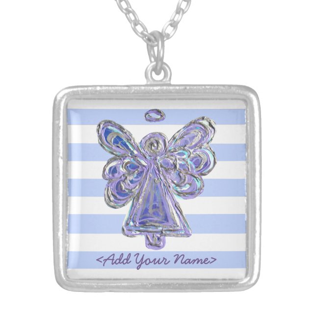 Purple Guardian Angel Series Sterling Necklaces (Front)