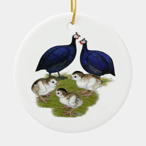 Purple Guinea Family Ceramic Ornament