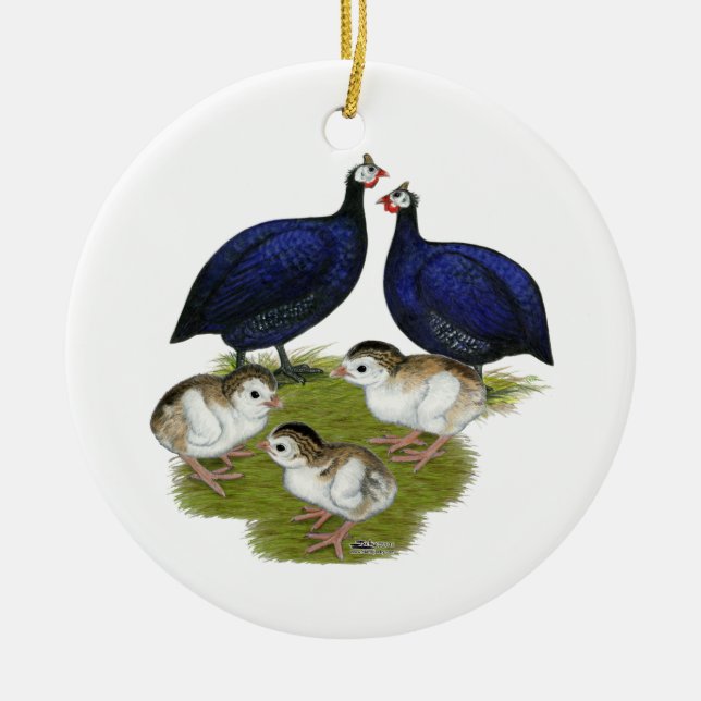 Purple Guinea Family Ceramic Ornament (Front)