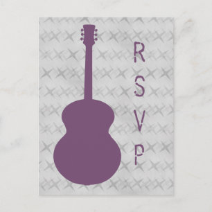 Purple Guitar Grunge RSVP Postcard